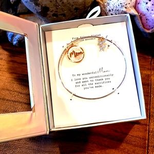 3/$30 NIB! 925 Plate SS 'Mom' Mother of Pearl CZ Bangle Charm Bracelet VDay